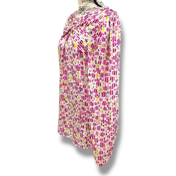 Kate Spade Size L Barbie Pink Floral Marker Devore Blouse Top Designer Retro - Picture 3 of 6